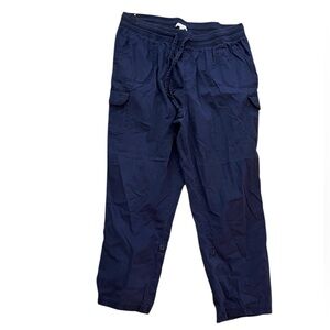 Woman Within Elastic Waist Cargo Pants Utility Navy 20W